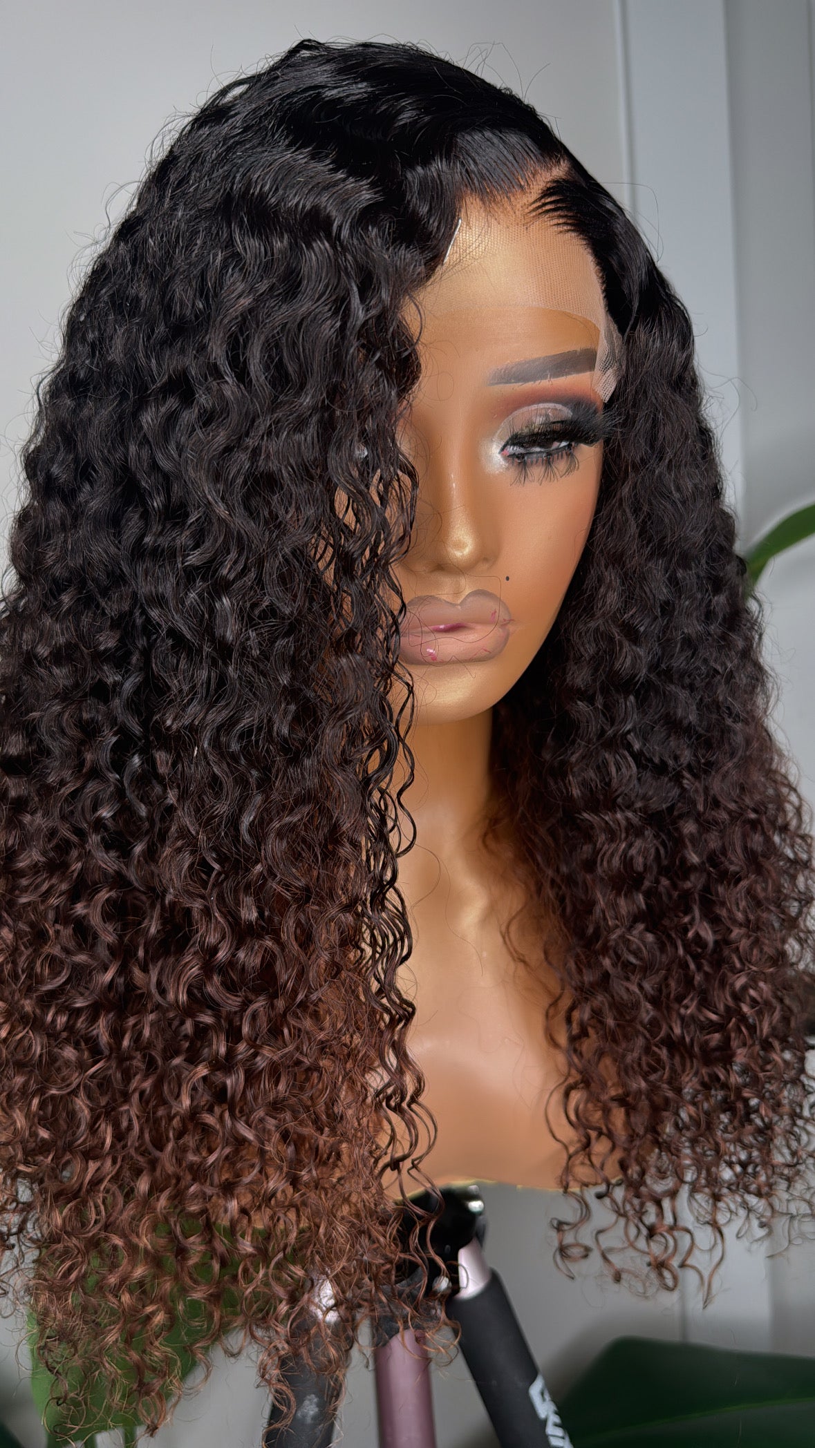 Ombré Tight Curl Virgin Side part wig