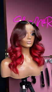 Bright Red ombré wig