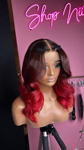 Bright Red ombré wig