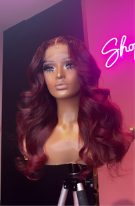 4x4 Closure loose curl Wig (Deep Red)